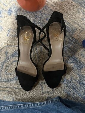 Vince Camuto Black Suede Strap Heels